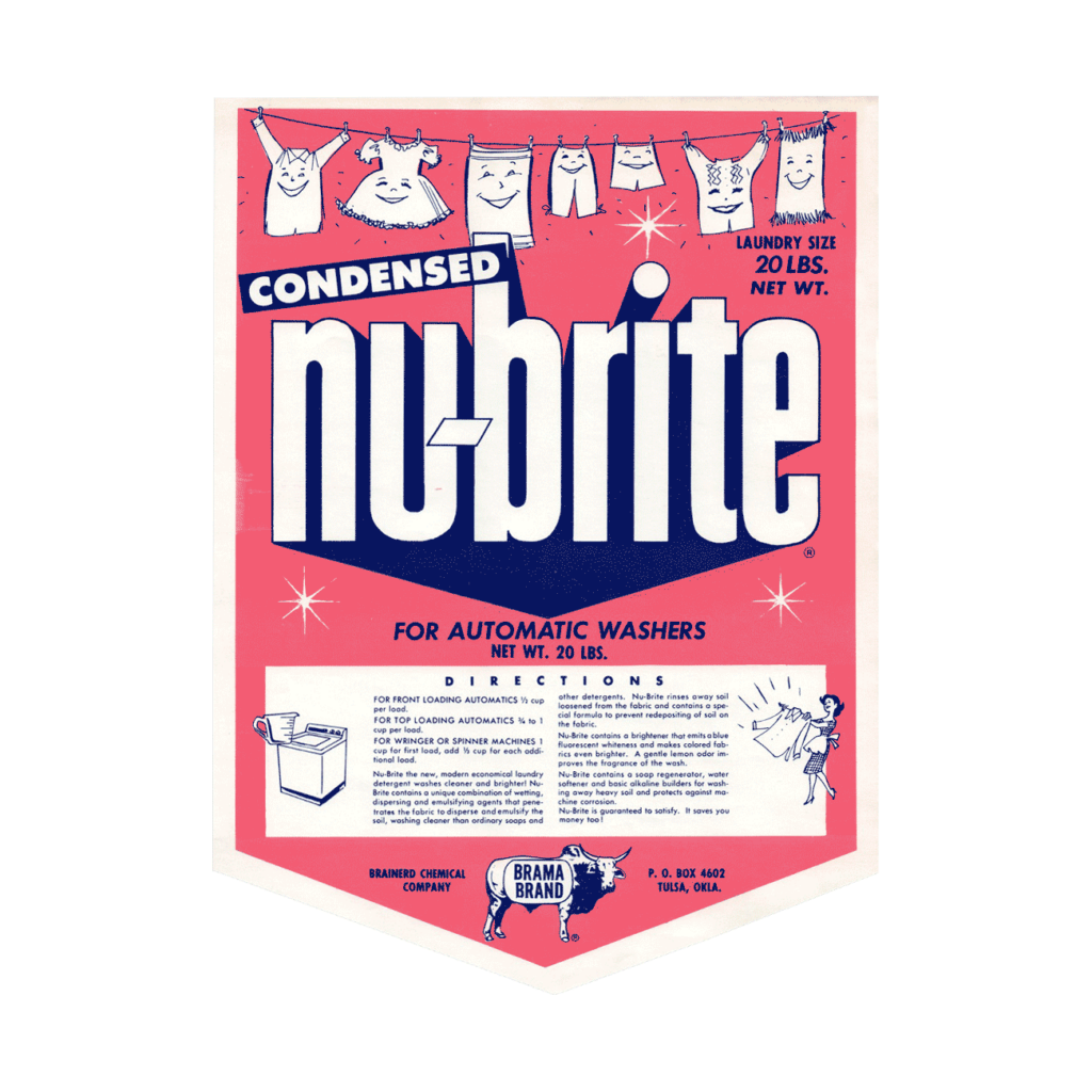 An ad from the 60's, featuring one of Hal Brainerd's products, nu-brite laundry detergent